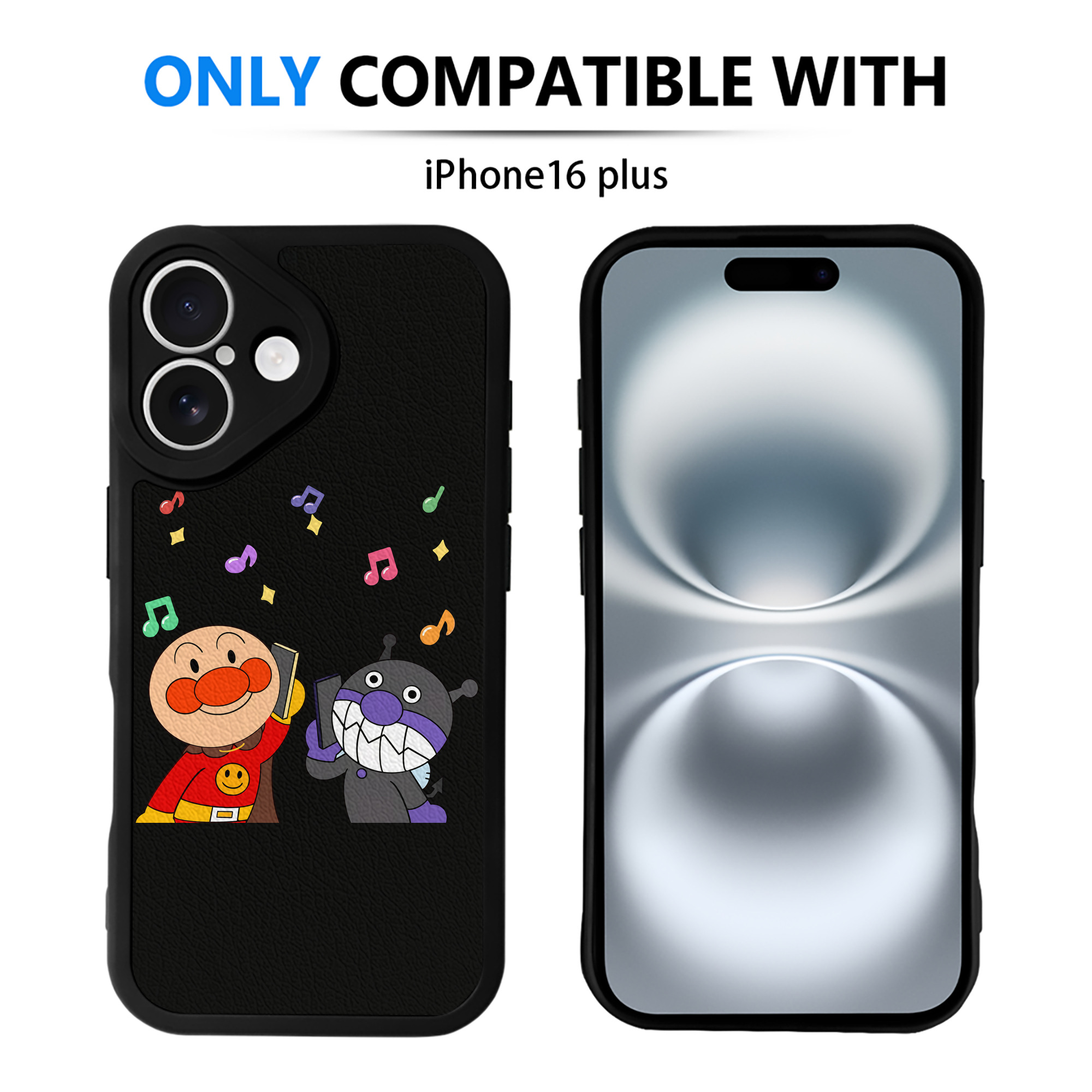 （画像用） アンパンマン Anpanman 【iPhone 16シリーズ対応】シリコンスマホケース（レザー調） 材質：シリコン